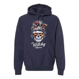 Funny Witchy Mama Skull Witch Mom Women Spooky Halloween Day Premium Hoodie