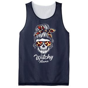 Funny Witchy Mama Skull Witch Mom Women Spooky Halloween Day Mesh Reversible Basketball Jersey Tank