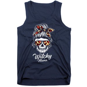 Funny Witchy Mama Skull Witch Mom Women Spooky Halloween Day Tank Top