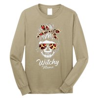 Funny Witchy Mama Skull Witch Mom Women Spooky Halloween Day Long Sleeve Shirt