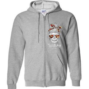 Funny Witchy Mama Skull Witch Mom Women Spooky Halloween Day Full Zip Hoodie