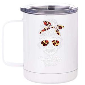 Funny Witchy Mama Skull Witch Mom Women Spooky Halloween Day 12 oz Stainless Steel Tumbler Cup