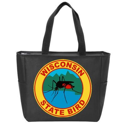 Funny Wisconsin Mosquito State Bird Zip Tote Bag