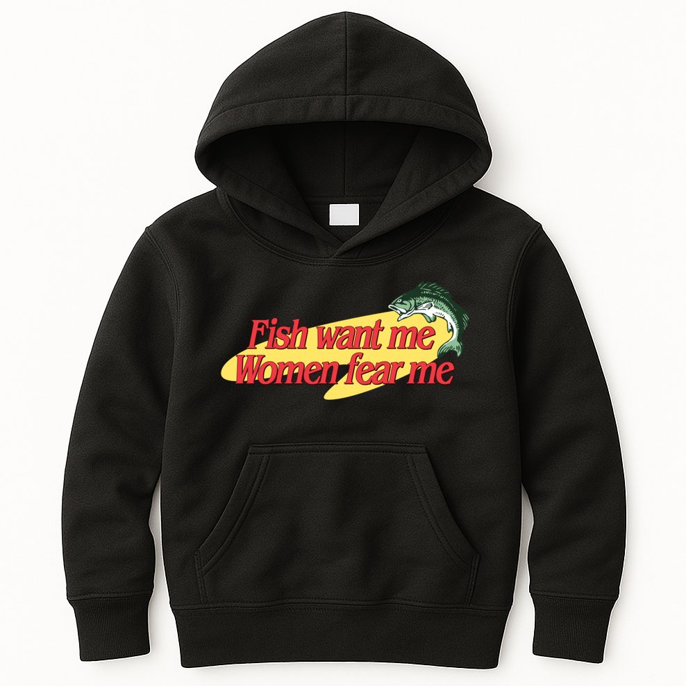 Fish Want Me Women Fear Me Kids Hoodie