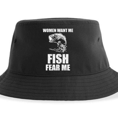 Fish Want Me, Women Fear Me Meme Sustainable Bucket Hat