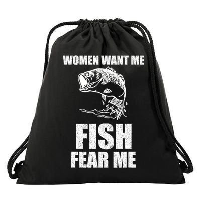 Fish Want Me, Women Fear Me Meme Drawstring Bag