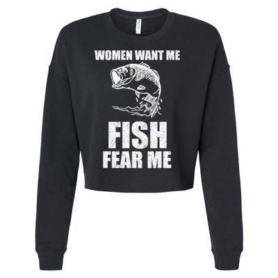 Fish Want Me, Women Fear Me Meme Cropped Pullover Crew