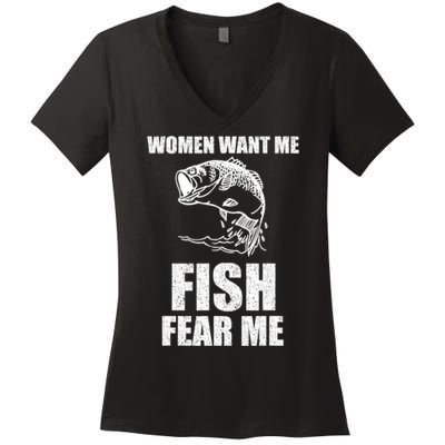 Fish Want Me, Women Fear Me Meme Women's V-Neck T-Shirt