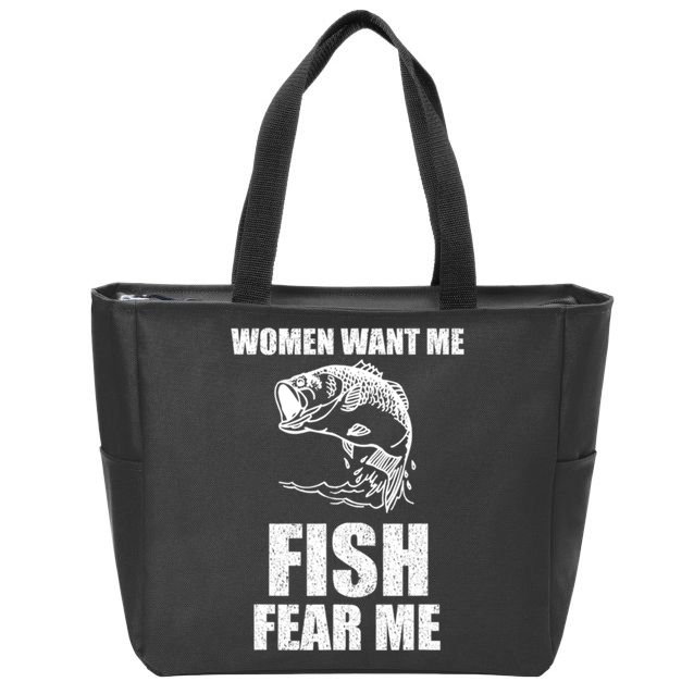 Fish Want Me, Women Fear Me Meme Zip Tote Bag