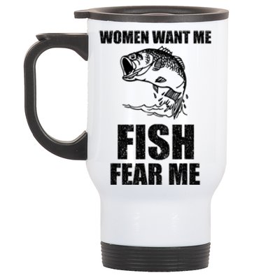 Fish Want Me, Women Fear Me Meme Stainless Steel Travel Mug