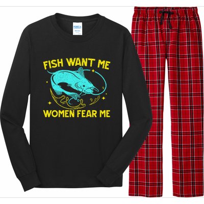 Fish Want Me Women Fear Me Fisherman Fish Catcher Fishing Long Sleeve Pajama Set