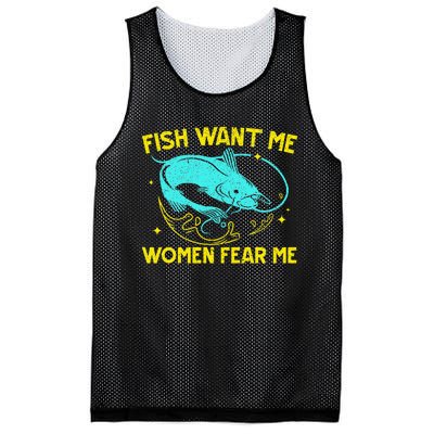 Fish Want Me Women Fear Me Fisherman Fish Catcher Fishing Mesh Reversible Basketball Jersey Tank