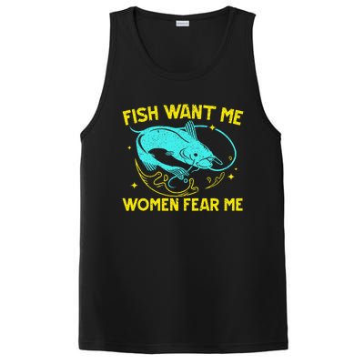 Fish Want Me Women Fear Me Fisherman Fish Catcher Fishing PosiCharge Competitor Tank