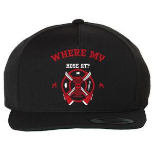 Fire: Where My Hose At? Firefighter Sayings Gift Wool Snapback Cap