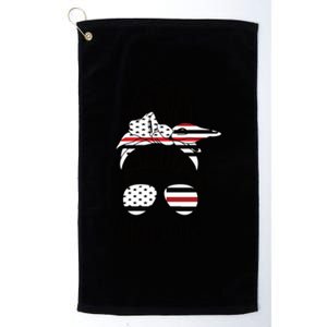 Fire Wife Messy Bun Firefighter Wife Thin Red Line Husband Great Gift Platinum Collection Golf Towel