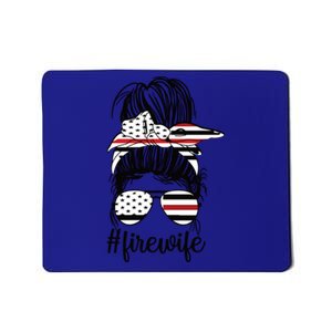 Fire Wife Messy Bun Firefighter Wife Thin Red Line Husband Great Gift Mousepad