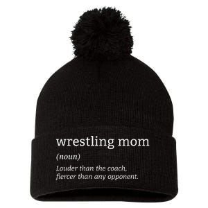 Funny Wrestling Mom Definition Wrestler Wrestling Fans Pom Pom 12in Knit Beanie