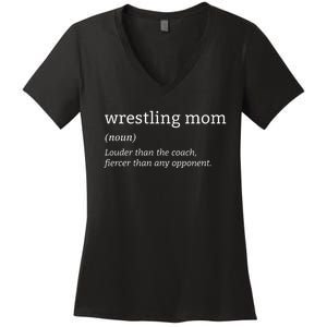 Funny Wrestling Mom Definition Wrestler Wrestling Fans Women's V-Neck T-Shirt