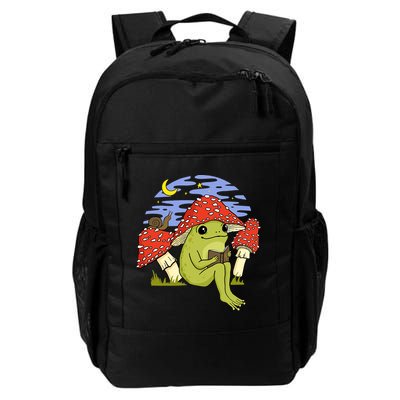 Frog With Mushroom Hat Cottagecore Goblincore Book Lover Backpack