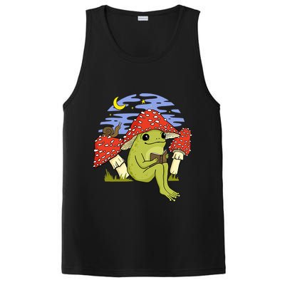 Frog With Mushroom Hat Cottagecore Goblincore Book Lover PosiCharge Competitor Tank