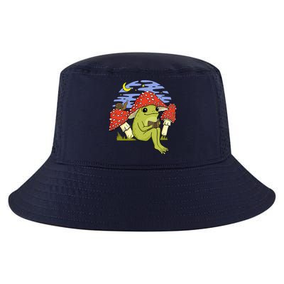 Frog With Mushroom Hat Cottagecore Goblincore Book Lover Cool Comfort Performance Bucket Hat