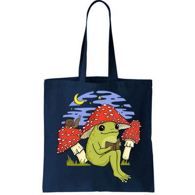 Frog With Mushroom Hat Cottagecore Goblincore Book Lover Bag