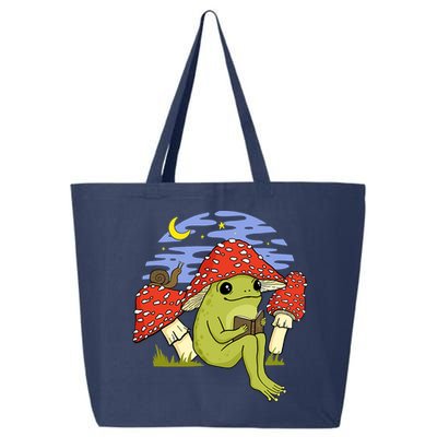 Frog With Mushroom Hat Cottagecore Goblincore Book Lover 25L Jumbo Tote