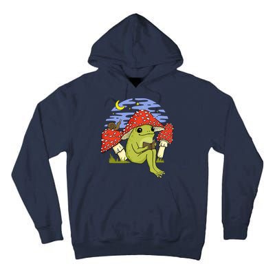 Frog With Mushroom Hat Cottagecore Goblincore Book Lover Tall Hoodie