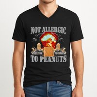 Funny Weird Meme Not Allergic To Peanut Cursed Peanut Butter V-Neck T-Shirt