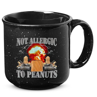 Funny Weird Meme Not Allergic To Peanut Cursed Peanut Butter 15oz Campfire Ceramic Mug