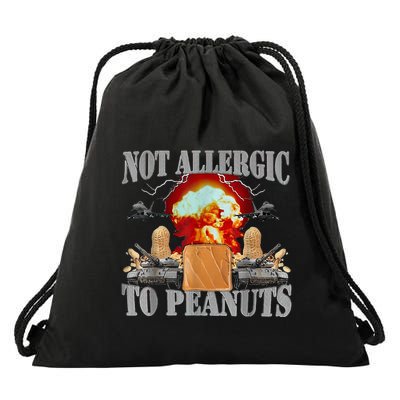 Funny Weird Meme Not Allergic To Peanut Cursed Peanut Butter Drawstring Bag