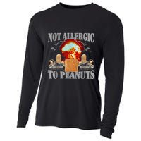 Funny Weird Meme Not Allergic To Peanut Cursed Peanut Butter Cooling Performance Long Sleeve Crew