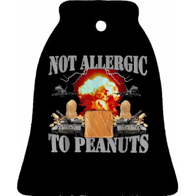 Funny Weird Meme Not Allergic To Peanut Cursed Peanut Butter Ceramic Bell Ornament