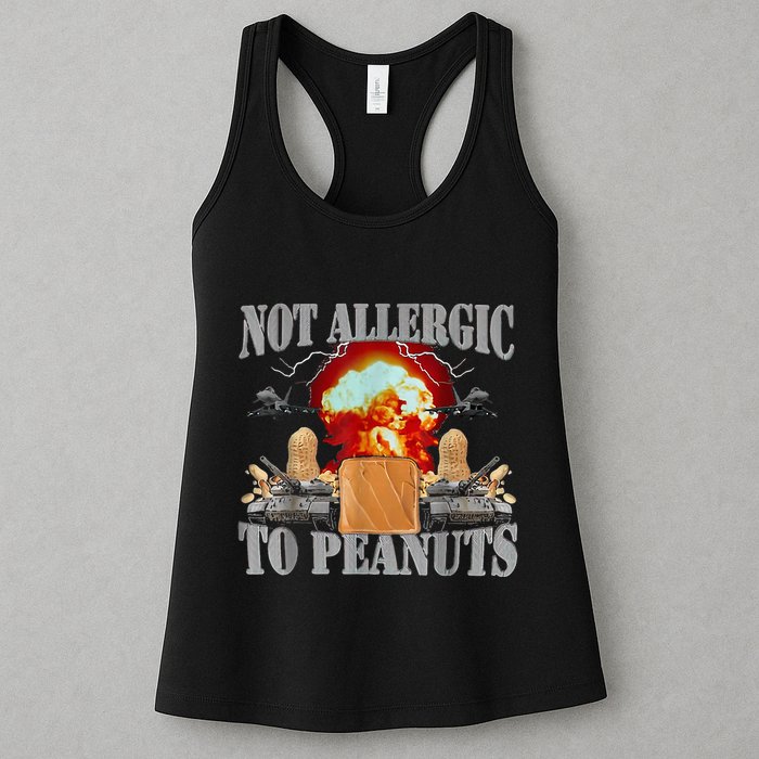 Funny Weird Meme Not Allergic To Peanut Cursed Peanut Butter Womens Tank Top