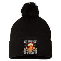 Funny Weird Meme Not Allergic To Peanut Cursed Peanut Butter Pom Pom 12in Knit Beanie