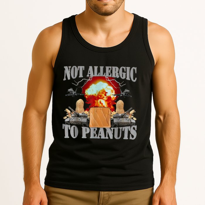 Funny Weird Meme Not Allergic To Peanut Cursed Peanut Butter Tank Top