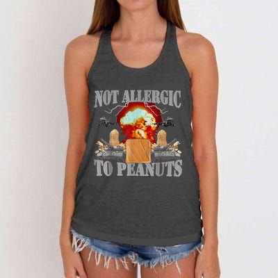 Funny Weird Meme Not Allergic To Peanut Cursed Peanut Butter Women's Knotted Racerback Tank