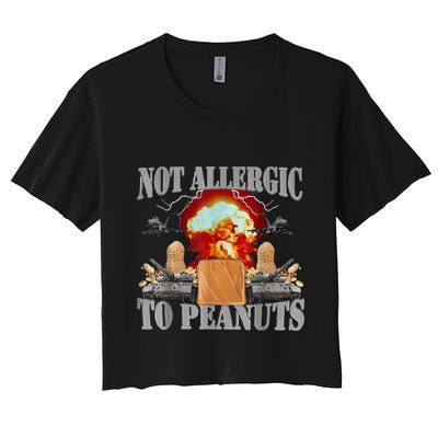 Funny Weird Meme Not Allergic To Peanut Cursed Peanut Butter Crop Top