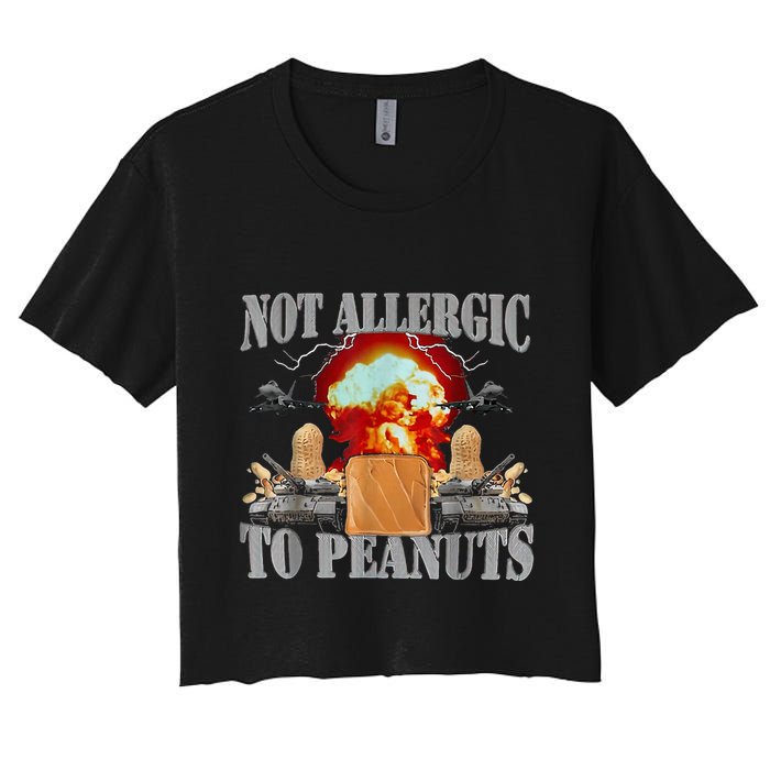 Funny Weird Meme Not Allergic To Peanut Cursed Peanut Butter Crop Top