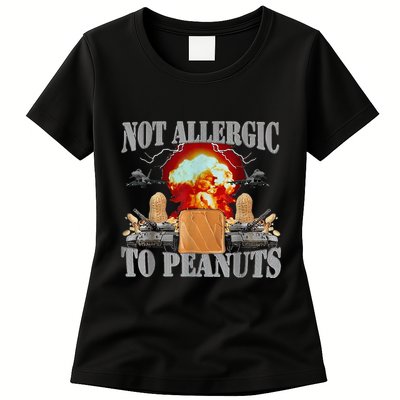 Funny Weird Meme Not Allergic To Peanut Cursed Peanut Butter Womens T-Shirt
