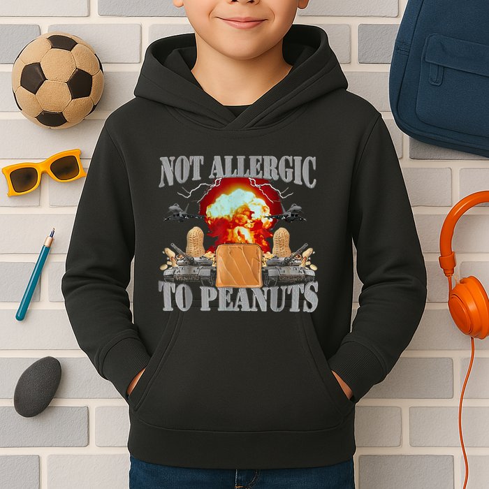 Funny Weird Meme Not Allergic To Peanut Cursed Peanut Butter Kids Hoodie