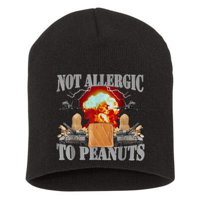 Funny Weird Meme Not Allergic To Peanut Cursed Peanut Butter Short Acrylic Beanie