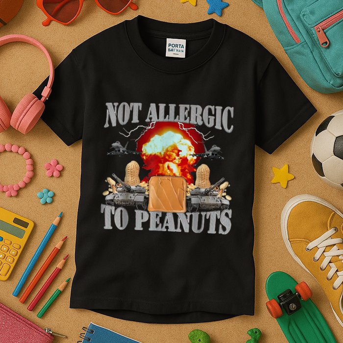 Funny Weird Meme Not Allergic To Peanut Cursed Peanut Butter Kids T-Shirt