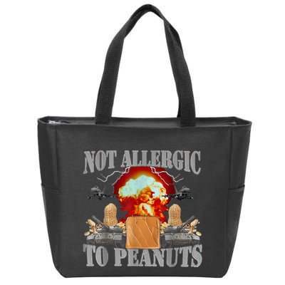 Funny Weird Meme Not Allergic To Peanut Cursed Peanut Butter Zip Tote Bag