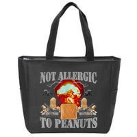 Funny Weird Meme Not Allergic To Peanut Cursed Peanut Butter Zip Tote Bag