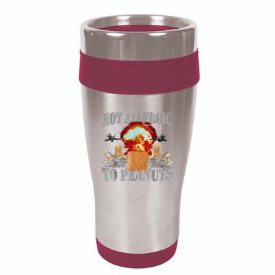 Funny Weird Meme Not Allergic To Peanut Cursed Peanut Butter 16oz Travel Tumbler