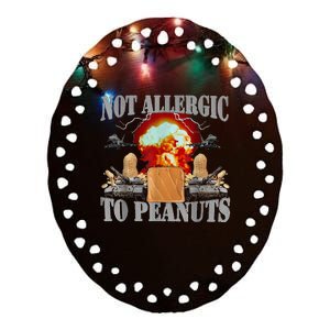 Funny Weird Meme Not Allergic To Peanut Cursed Peanut Butter Ceramic Oval Ornament