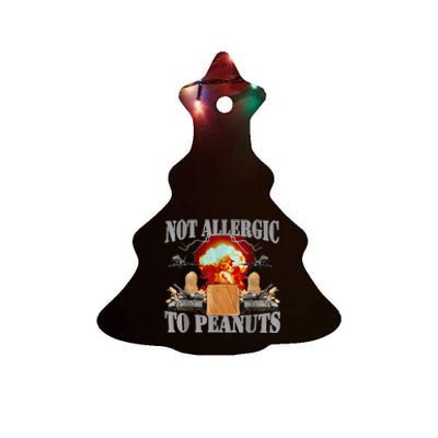 Funny Weird Meme Not Allergic To Peanut Cursed Peanut Butter Ceramic Tree Ornament