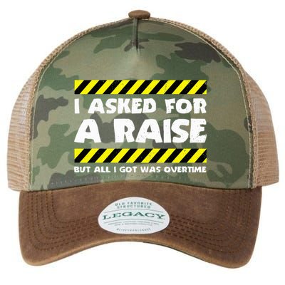 Funny Work Meme Working Overtime Funny Factory Worker Legacy Tie Dye Trucker Hat
