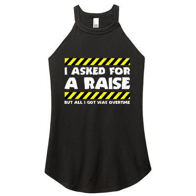 Funny Work Meme Working Overtime Funny Factory Worker Women's Perfect Tri Rocker Tank